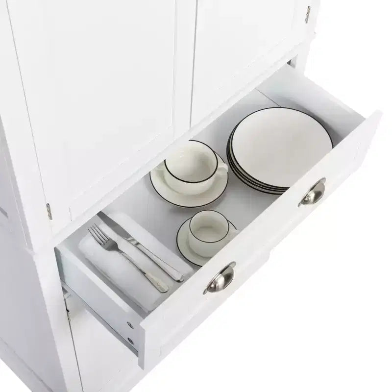 Armoires de rangement blanches de 72 pouces avec tiroirs, garde-manger autoportants avec portes et étagères réglables, armoire de garde-manger de cuisine de style ferme
