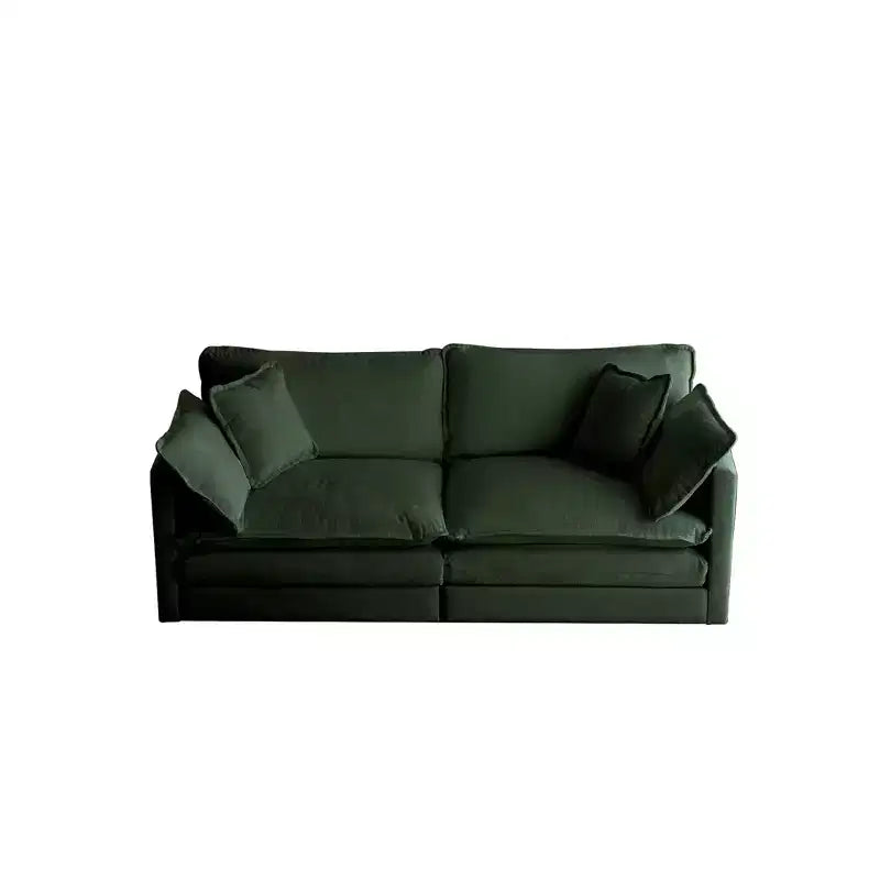 Canapé causeuse moderne en tissu pour salon, grand canapé 2 places rembourré à assise profonde avec 4 oreillers, en chenille beige