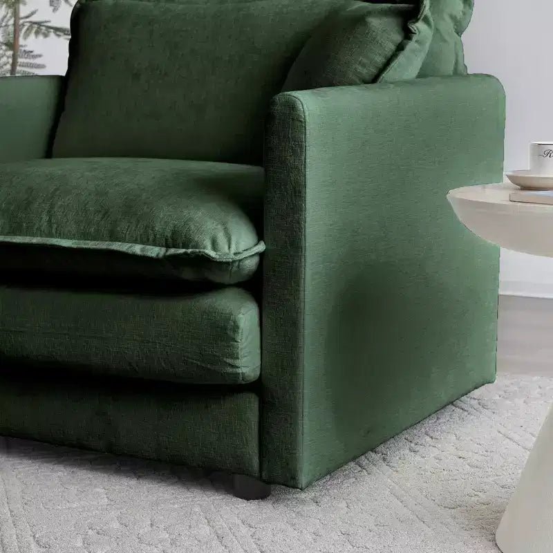 Canapé causeuse moderne en tissu pour salon, grand canapé 2 places rembourré à assise profonde avec 4 oreillers, en chenille beige