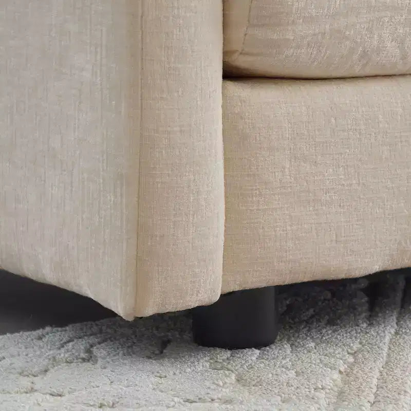 Canapé causeuse moderne en tissu pour salon, grand canapé 2 places rembourré à assise profonde avec 4 oreillers, en chenille beige