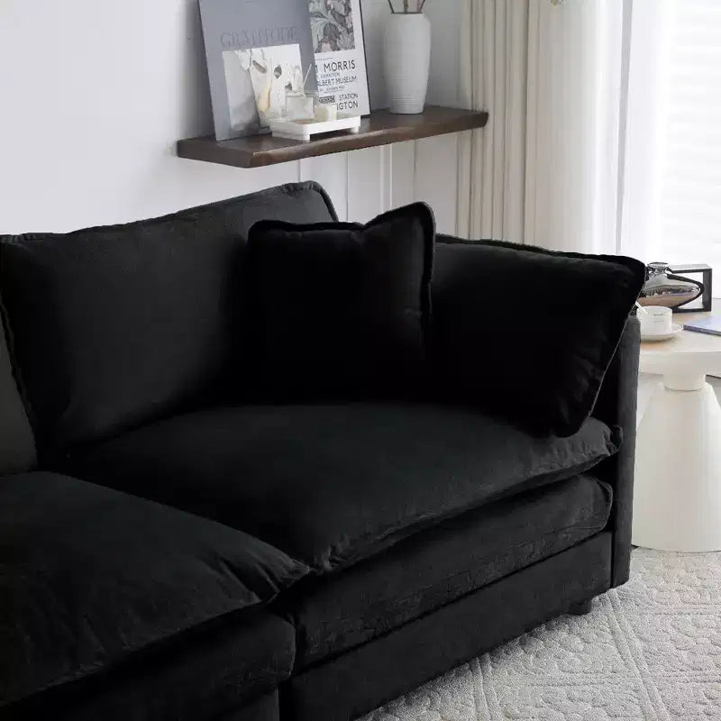 Canapé causeuse moderne en tissu pour salon, grand canapé 2 places rembourré à assise profonde avec 4 oreillers, en chenille beige