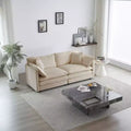 Modern Fabric Loveseat Sofa Couch for Living Room Upholstered Large Size Deep Seat 2-Seat Sofa with 4 Pillows Beige Chenille