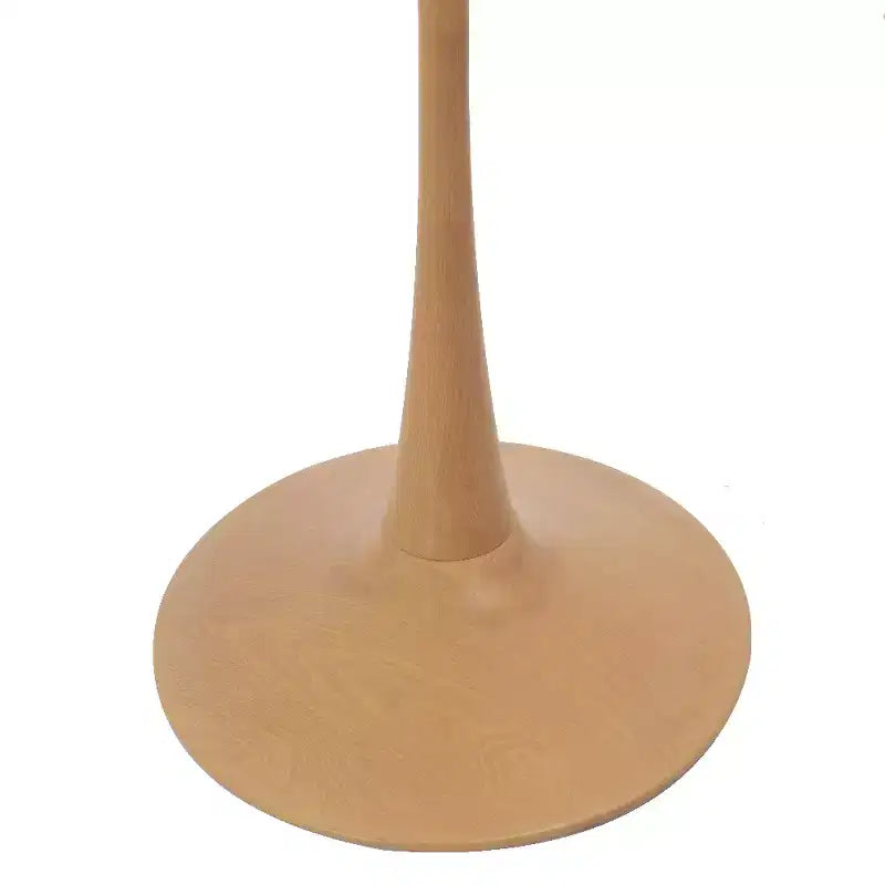 Table à manger ronde – Dessus en MDF avec piédestal en acier et bois naturel, Table de cuisine et de salle à manger moderne, Table d'appoint