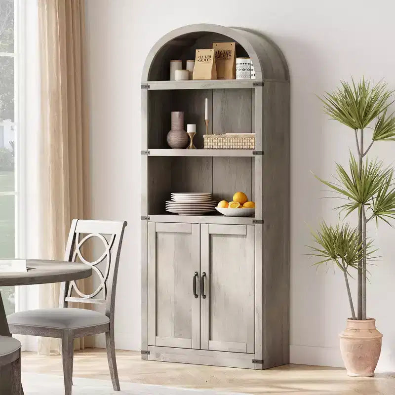 Bibliothèque avec portes Étagère cintrée 182 cm de haut Bibliothèque de style ferme avec étagères Bibliothèques en bois pour la maison ou le bureau