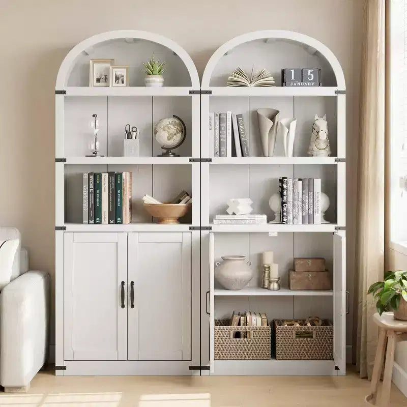 Bibliothèque avec portes Étagère cintrée 182 cm de haut Bibliothèque de style ferme avec étagères Bibliothèques en bois pour la maison ou le bureau