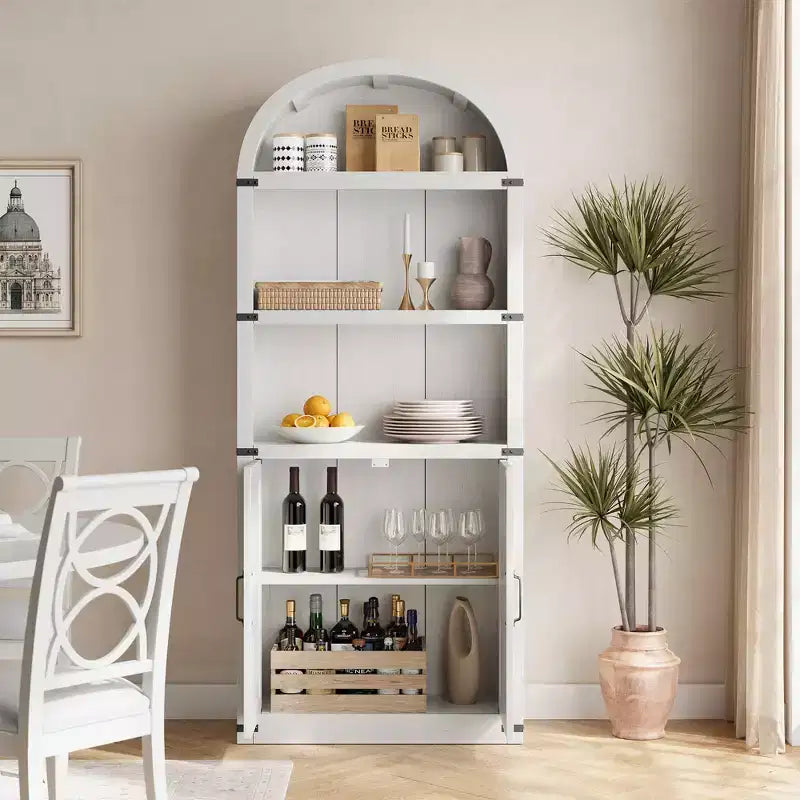 Bibliothèque avec portes Étagère cintrée 182 cm de haut Bibliothèque de style ferme avec étagères Bibliothèques en bois pour la maison ou le bureau