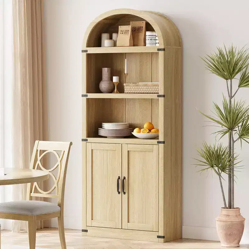 Bibliothèque avec portes Étagère cintrée 182 cm de haut Bibliothèque de style ferme avec étagères Bibliothèques en bois pour la maison ou le bureau