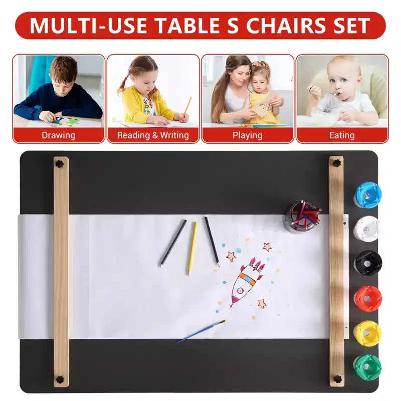 Ensemble table et tabouret d'art pour enfants, table d'activités en bois pour tout-petits avec bacs de rangement, bureau de dessin, artisanat pour enfants en bois