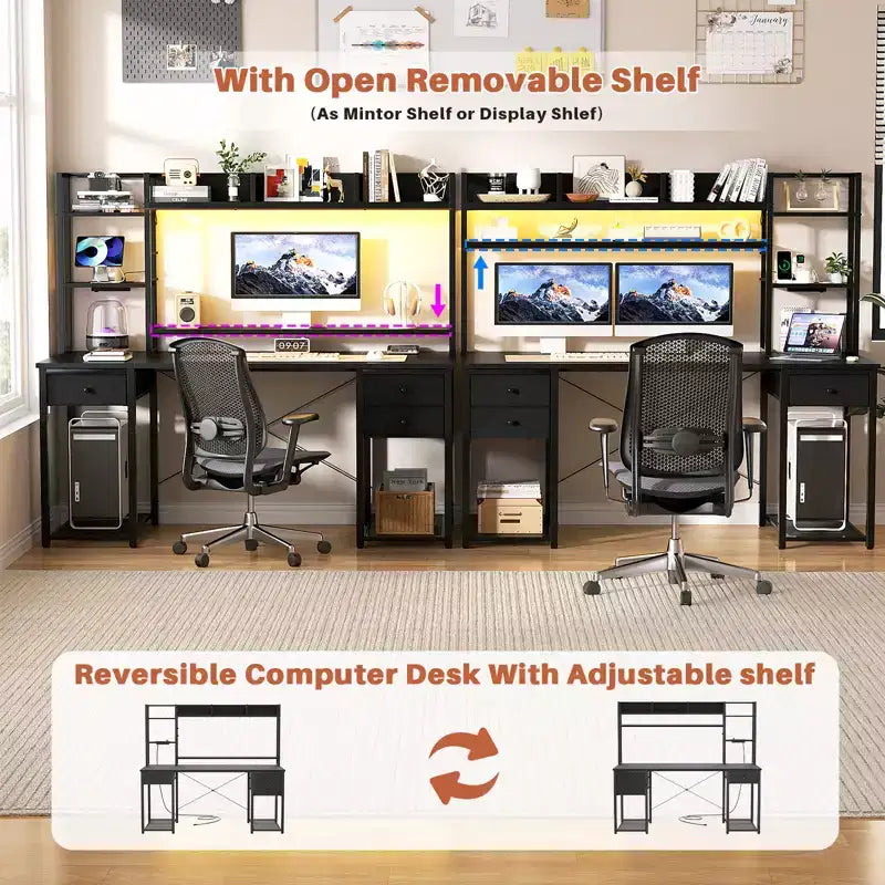 Bureau d'ordinateur avec tiroirs