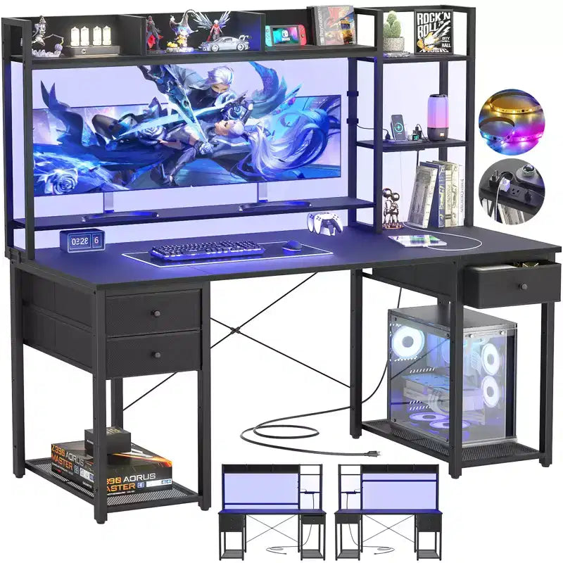 Bureau d'ordinateur avec tiroirs