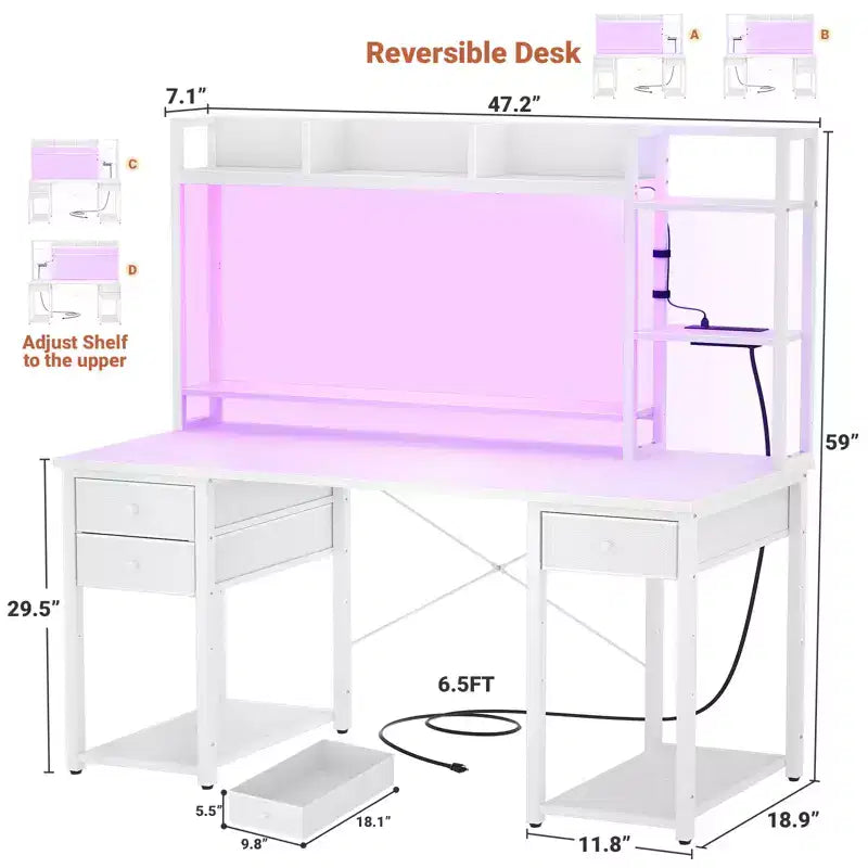 Bureau d'ordinateur avec tiroirs