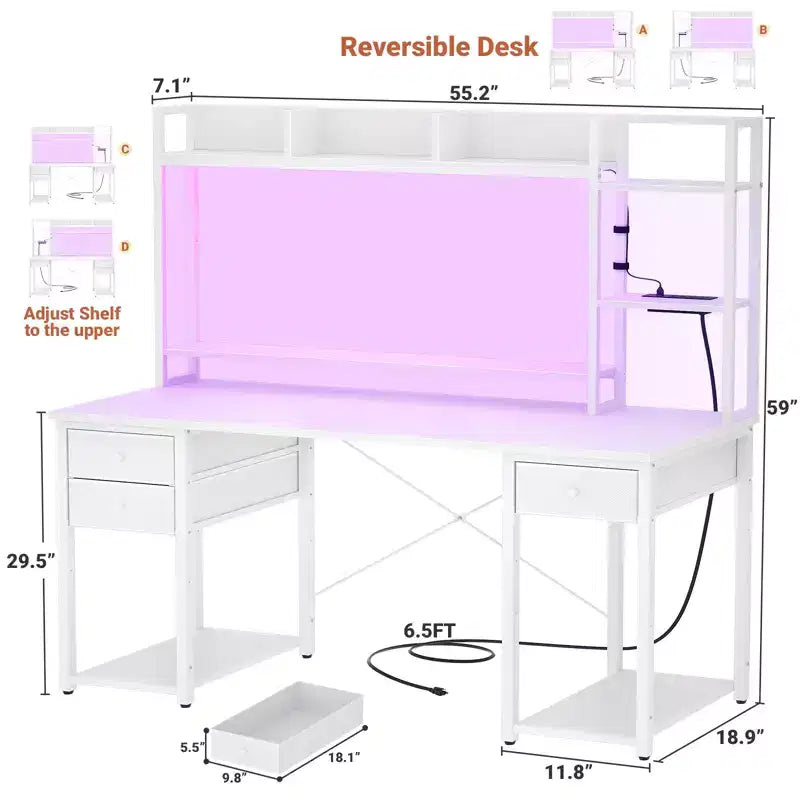 Bureau d'ordinateur avec tiroirs