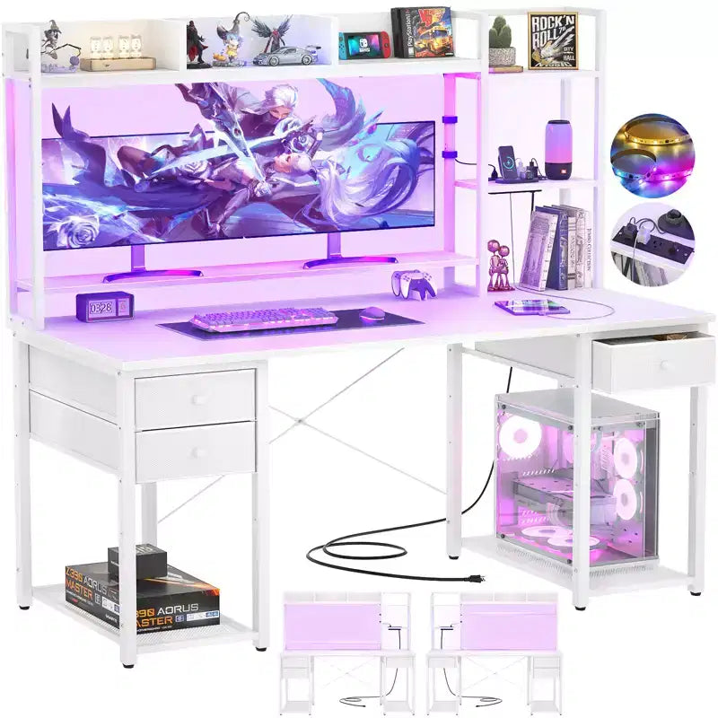 Bureau d'ordinateur avec tiroirs