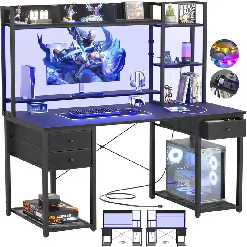 Bureau d'ordinateur avec tiroirs