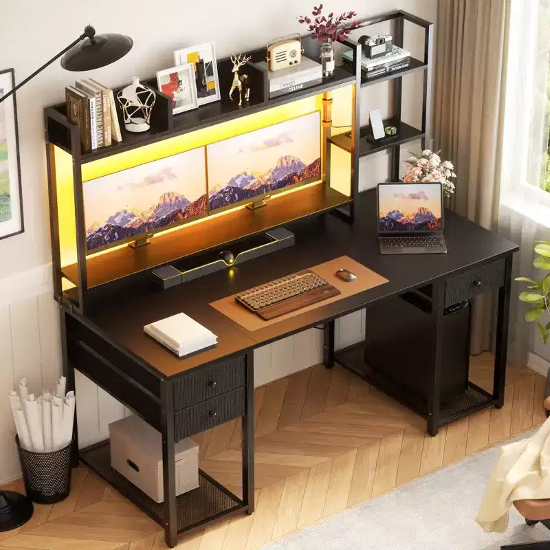 Bureau d'ordinateur avec tiroirs