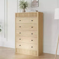 31.5 Fluted 5-Drawer Dresser with Anti-Tip Safety - Natural Oak Storage for Bedroom Living Room