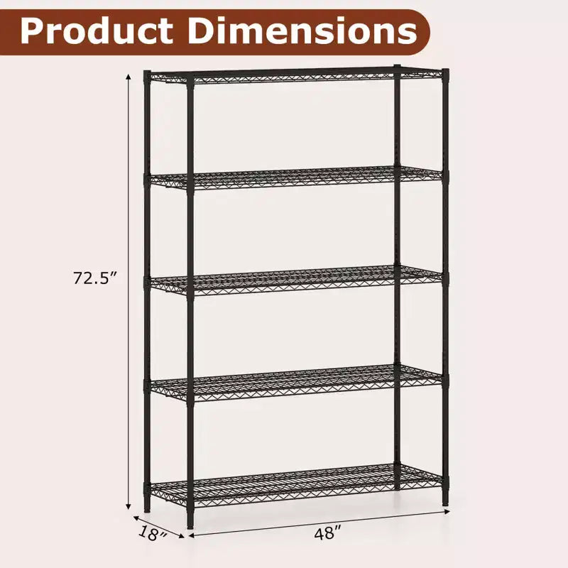 Étagère de rangement métallique à 5 niveaux, capacité de 4000 livres, organisateur de rangement pour la maison et la cuisine
