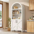 63.2 Tall Arched Cabinet,Arched Kitchen Pantry Cabinet,5-Tier Open Display Shelf with Adjustable Shelf,Wooden Pantry,Farmhouse Bookcase