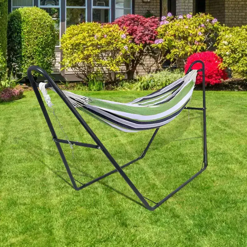 Support universel double pour hamac, capacité de 250 kg, support en métal robuste pour hamacs de 2,7 à 4,3 m, pour patio extérieur, noir