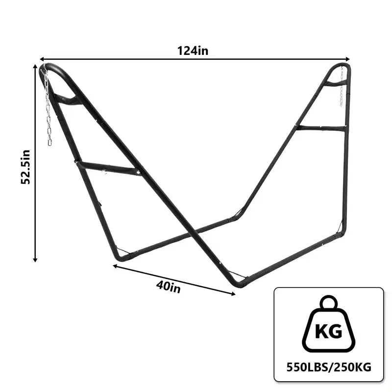 Support universel double pour hamac, capacité de 250 kg, support en métal robuste pour hamacs de 2,7 à 4,3 m, pour patio extérieur, noir