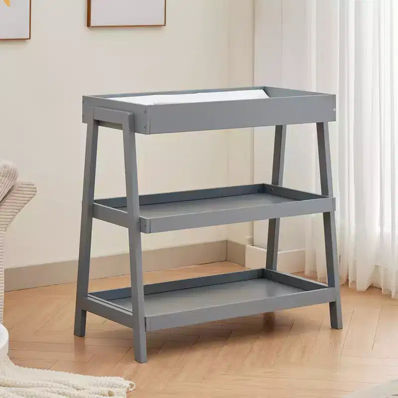 Acekool Baby Changing Table with Waterproof Pad, Portable Diaper Changing Station with 2 Tier Storage Shelves for Infant