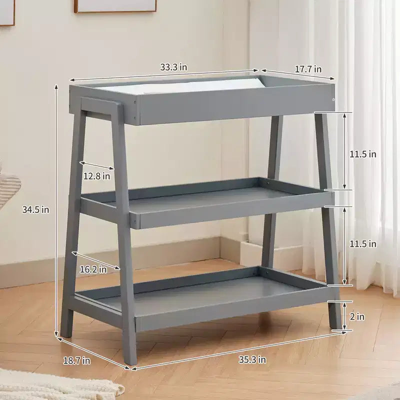 Table à langer portable avec matelas imperméable, meuble à langer avec 2 étagères de rangement pour bébé