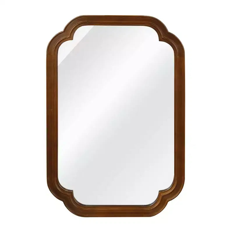Miroir mural 24 x 36 avec cadre en bois massif, coins arrondis, miroir décoratif pour salle de bain, chambre à coucher, salon, entrée