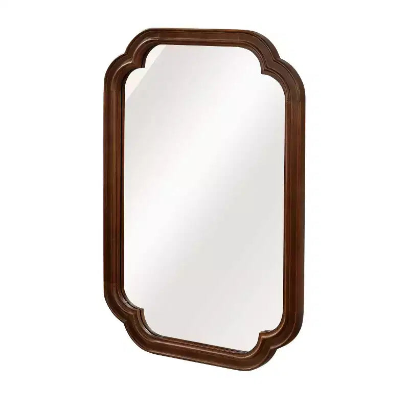 Miroir mural 24 x 36 avec cadre en bois massif, coins arrondis, miroir décoratif pour salle de bain, chambre à coucher, salon, entrée