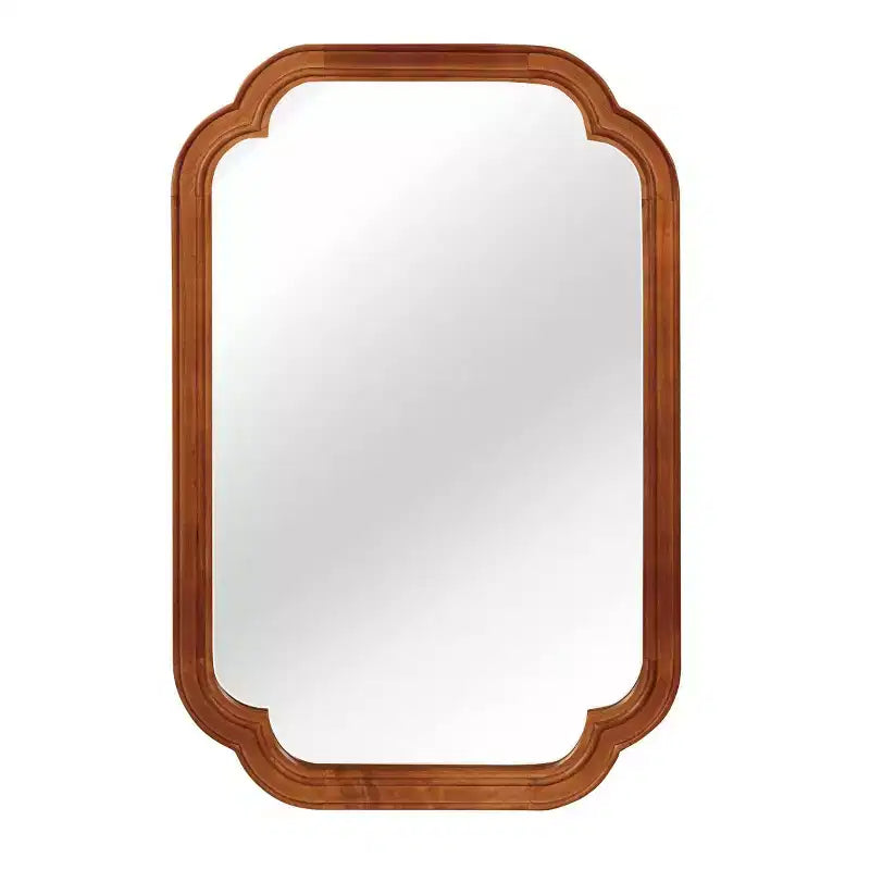 Miroir mural 24 x 36 avec cadre en bois massif, coins arrondis, miroir décoratif pour salle de bain, chambre à coucher, salon, entrée
