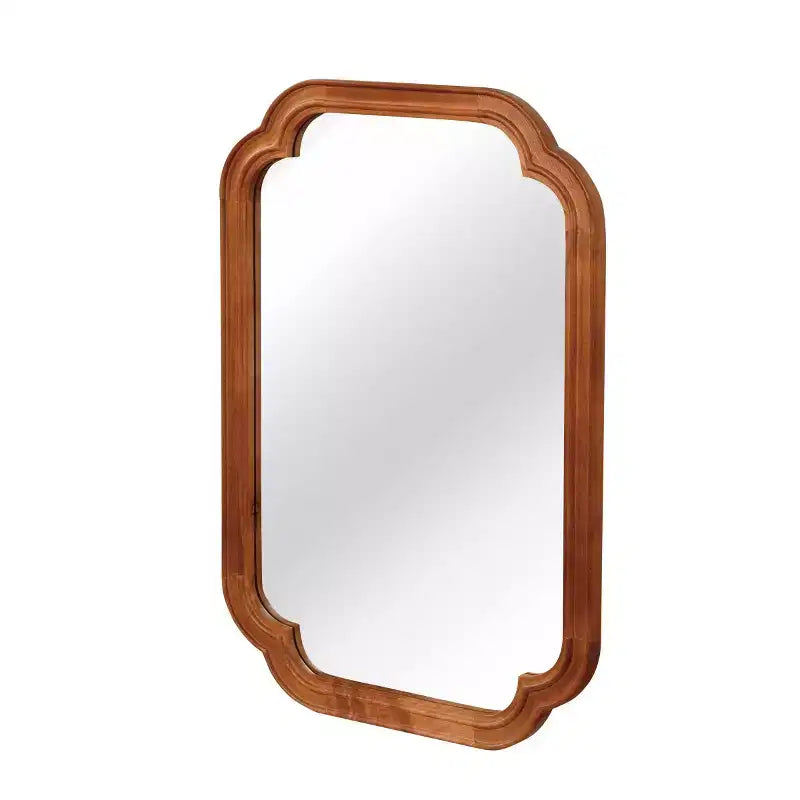 Miroir mural 24 x 36 avec cadre en bois massif, coins arrondis, miroir décoratif pour salle de bain, chambre à coucher, salon, entrée