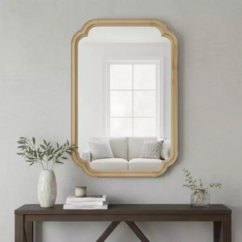 Miroir mural 24 x 36 avec cadre en bois massif, coins arrondis, miroir décoratif pour salle de bain, chambre à coucher, salon, entrée
