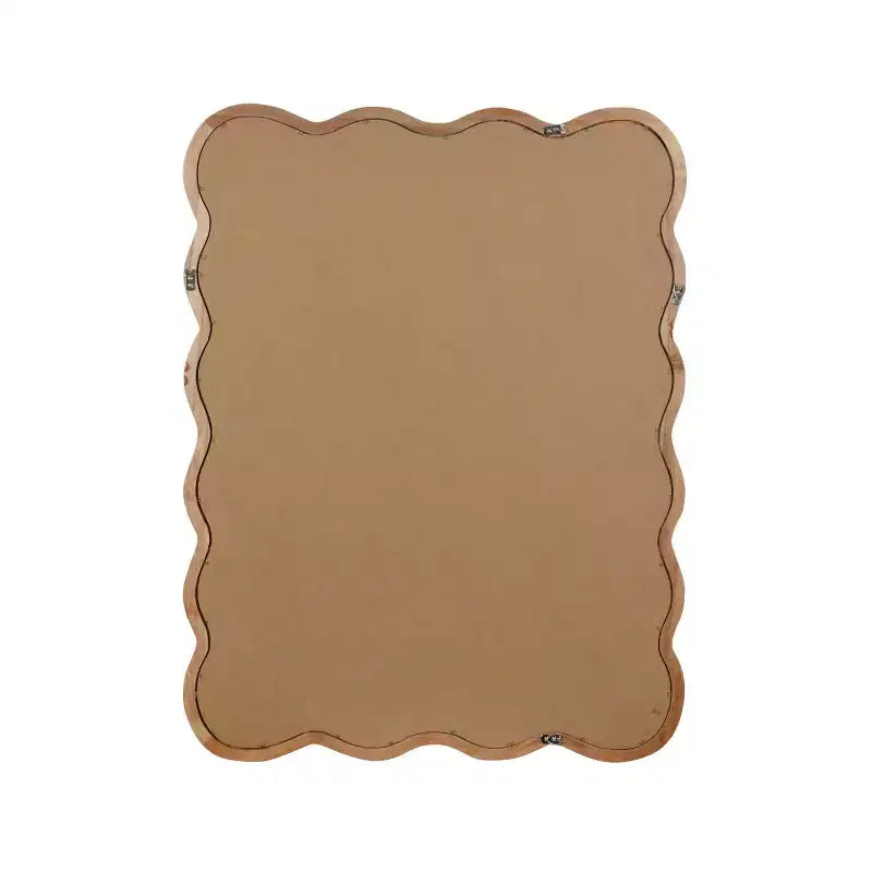 Miroir Mural 30 x 40 cm avec Cadre en Bois Massif, Miroir Décoratif Rectangle Ondulé pour Salle de Bain, Chambre, Salon, Entrée