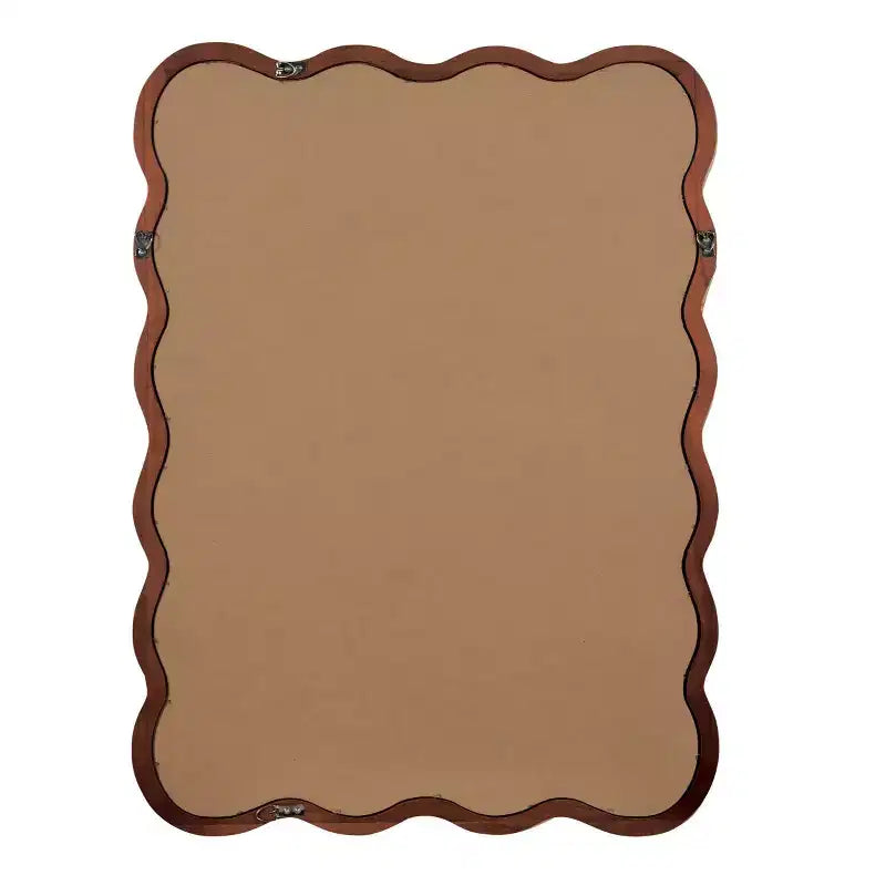 Miroir Mural 30 x 40 cm avec Cadre en Bois Massif, Miroir Décoratif Rectangle Ondulé pour Salle de Bain, Chambre, Salon, Entrée