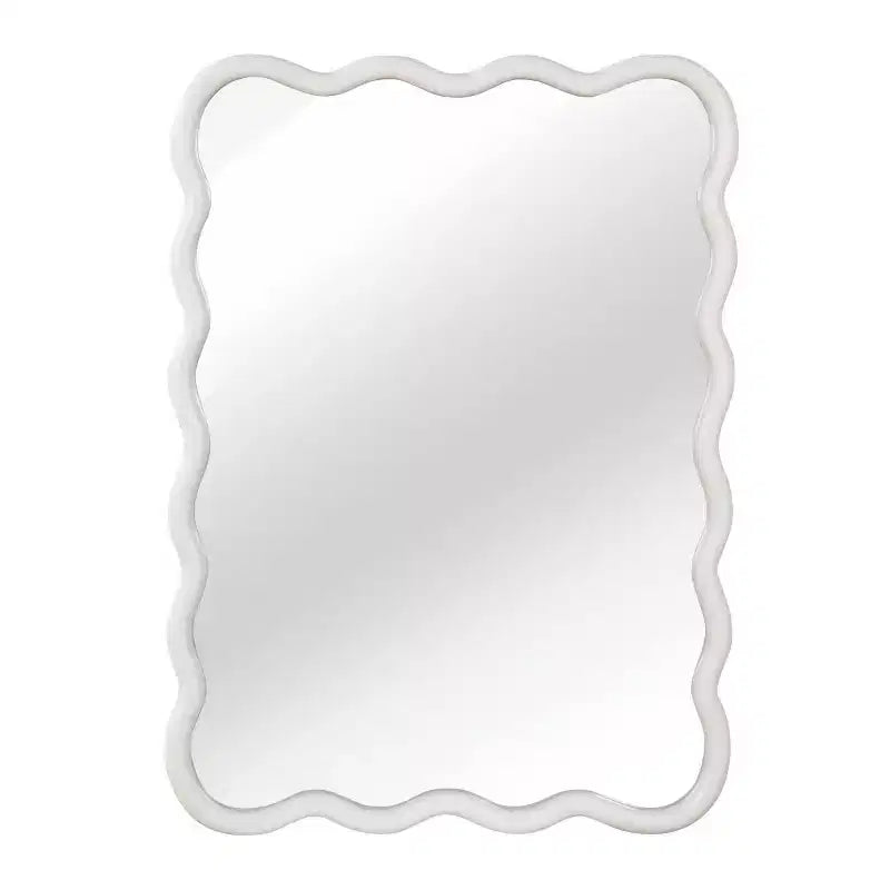 Miroir Mural 30 x 40 cm avec Cadre en Bois Massif, Miroir Décoratif Rectangle Ondulé pour Salle de Bain, Chambre, Salon, Entrée