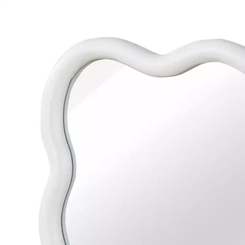 Miroir Mural 30 x 40 cm avec Cadre en Bois Massif, Miroir Décoratif Rectangle Ondulé pour Salle de Bain, Chambre, Salon, Entrée