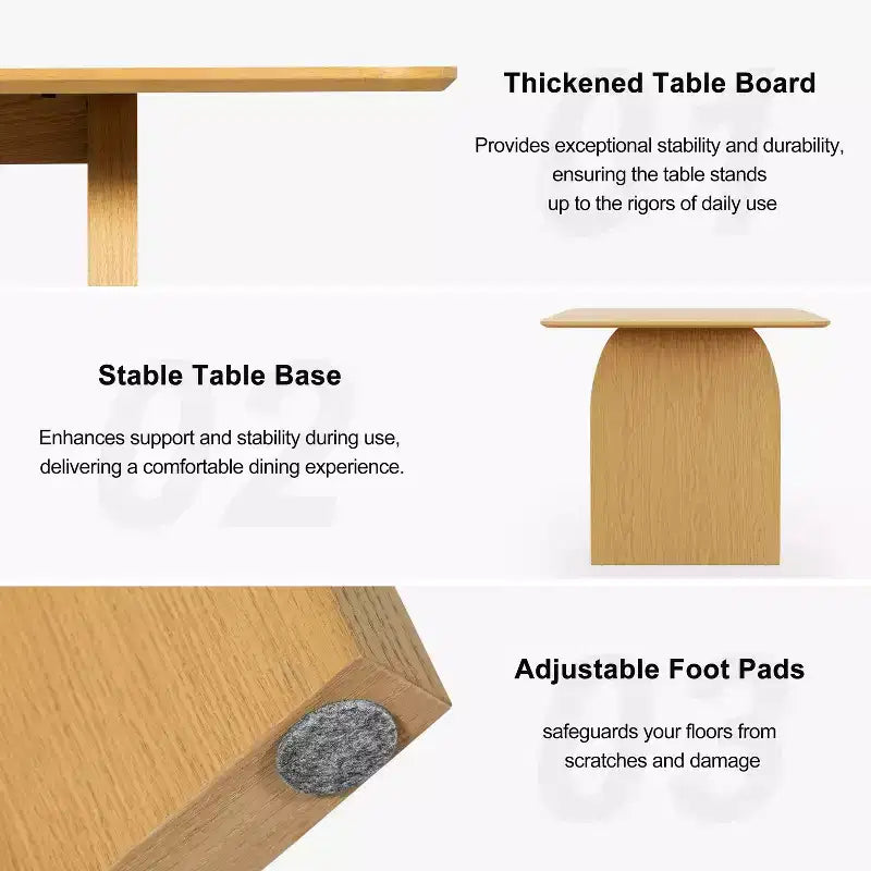 Table de salle à manger de style ferme, table de cuisine en bois massif avec pieds arqués, plateau carré en bois naturel pour salle à manger et cuisine.