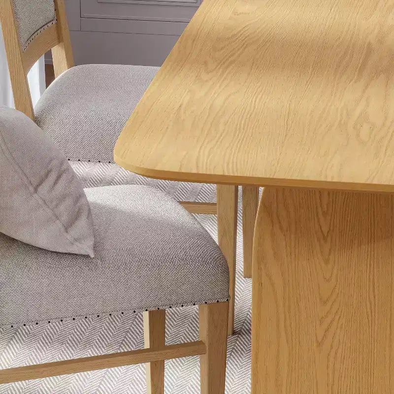 Table de salle à manger de style ferme, table de cuisine en bois massif avec pieds arqués, plateau carré en bois naturel pour salle à manger et cuisine.