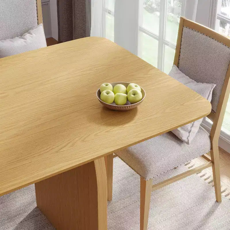 Table de salle à manger de style ferme, table de cuisine en bois massif avec pieds arqués, plateau carré en bois naturel pour salle à manger et cuisine.