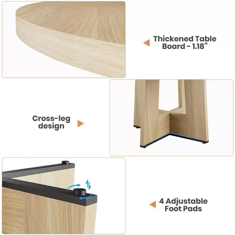 Table de salle à manger ronde de 47 pouces pour 4 à 6 personnes - Table de cuisine circulaire avec base de piédestal robuste, meuble de salle à manger peu encombrant