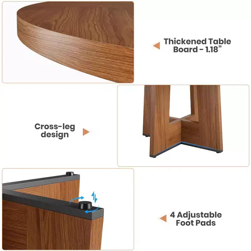 Table de salle à manger ronde de 47 pouces pour 4 à 6 personnes - Table de cuisine circulaire avec base de piédestal robuste, meuble de salle à manger peu encombrant