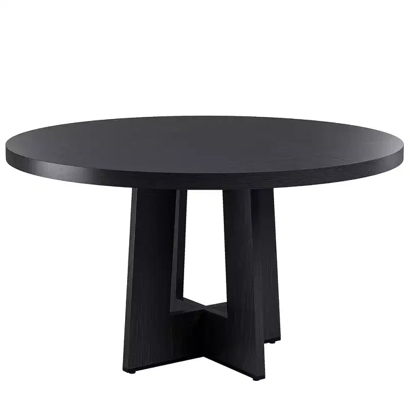 47 Round Dining Table for 4-6 People - Circle Kitchen Dinner Table with Sturdy Pedestal Base, Space Saving Dinning Room Furniture