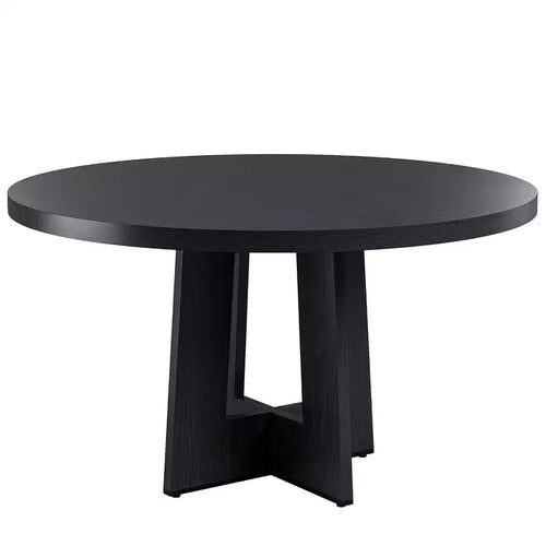 47 Round Dining Table for 4-6 People - Circle Kitchen Dinner Table with Sturdy Pedestal Base, Space Saving Dinning Room Furniture