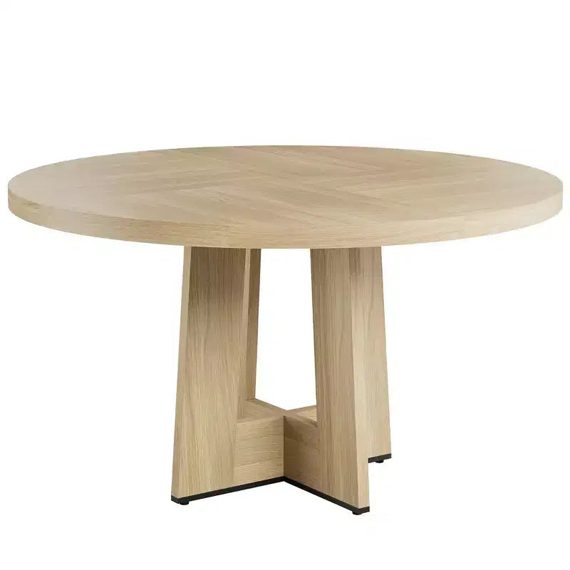 Table de salle à manger ronde de 47 pouces pour 4 à 6 personnes - Table de cuisine circulaire avec base de piédestal robuste, meuble de salle à manger peu encombrant