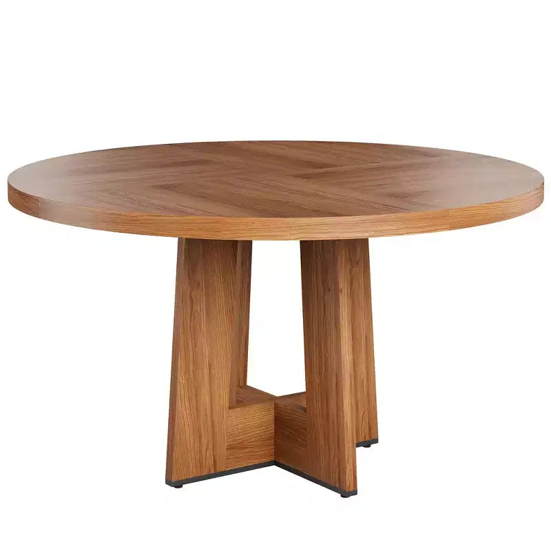 Table de salle à manger ronde de 47 pouces pour 4 à 6 personnes - Table de cuisine circulaire avec base de piédestal robuste, meuble de salle à manger peu encombrant
