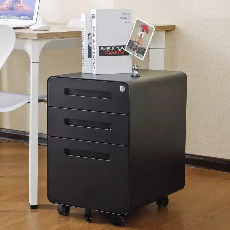 Meuble de classement mobile à 3 tiroirs avec serrure, entièrement assemblé, rangement sous le bureau