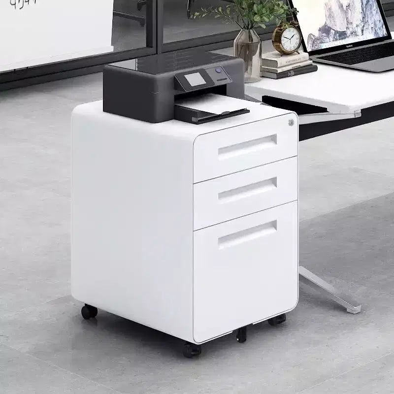 Meuble de classement mobile à 3 tiroirs avec serrure, entièrement assemblé, rangement sous le bureau