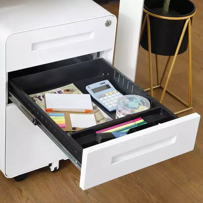 Meuble de classement mobile à 3 tiroirs avec serrure, entièrement assemblé, rangement sous le bureau