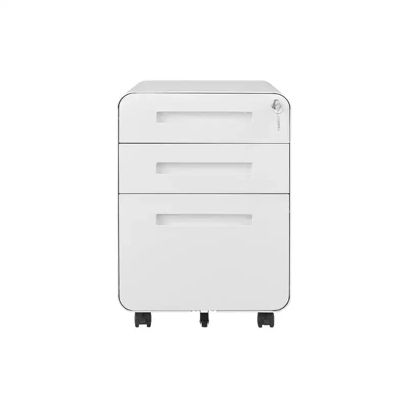 Meuble de classement mobile à 3 tiroirs avec serrure, entièrement assemblé, rangement sous le bureau