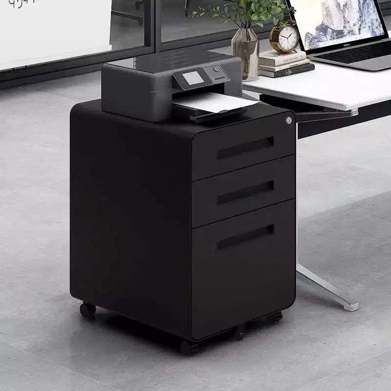 Meuble de classement mobile à 3 tiroirs avec serrure, entièrement assemblé, rangement sous le bureau