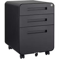 3-Drawer Mobile File Cabinet with Lock C Fully Assembbled Under-Desk Storage for A4/Letter/Legal Files, 5-Wheel Rolling Metal Design